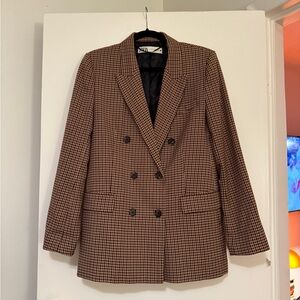 ZARA Brown Houndstooth Blazer